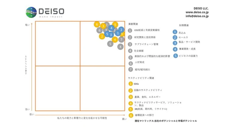 DEISO LLC 持続可能性とビジネスへの影響チャート