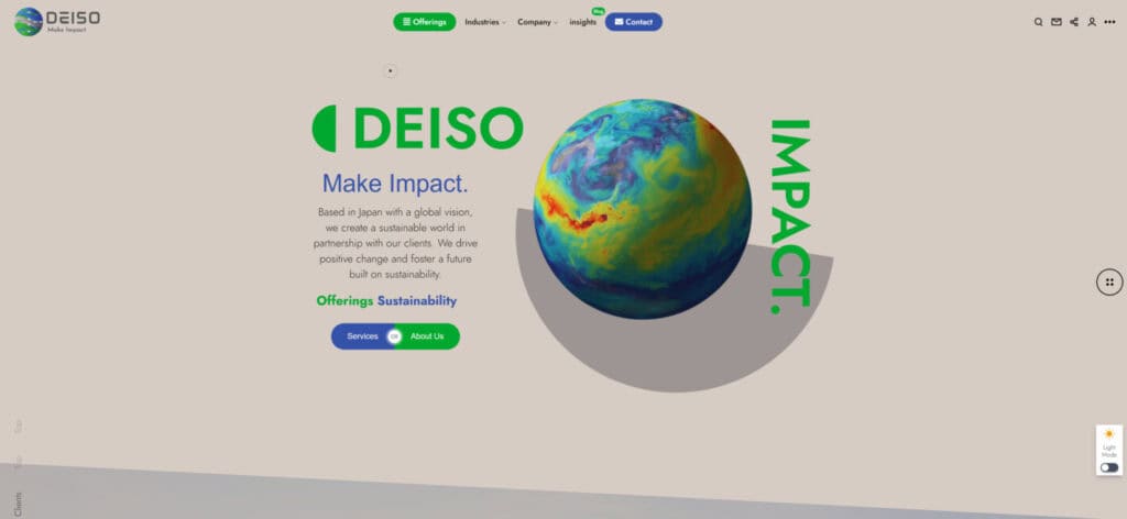 a website with a globe and text