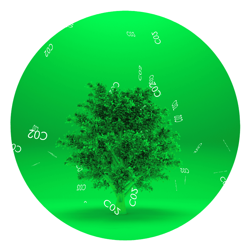 a green tree with white letters and letters falling