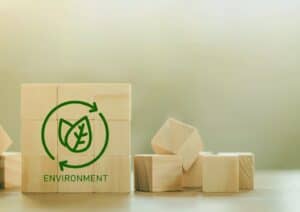 a wooden blocks with a logo on it