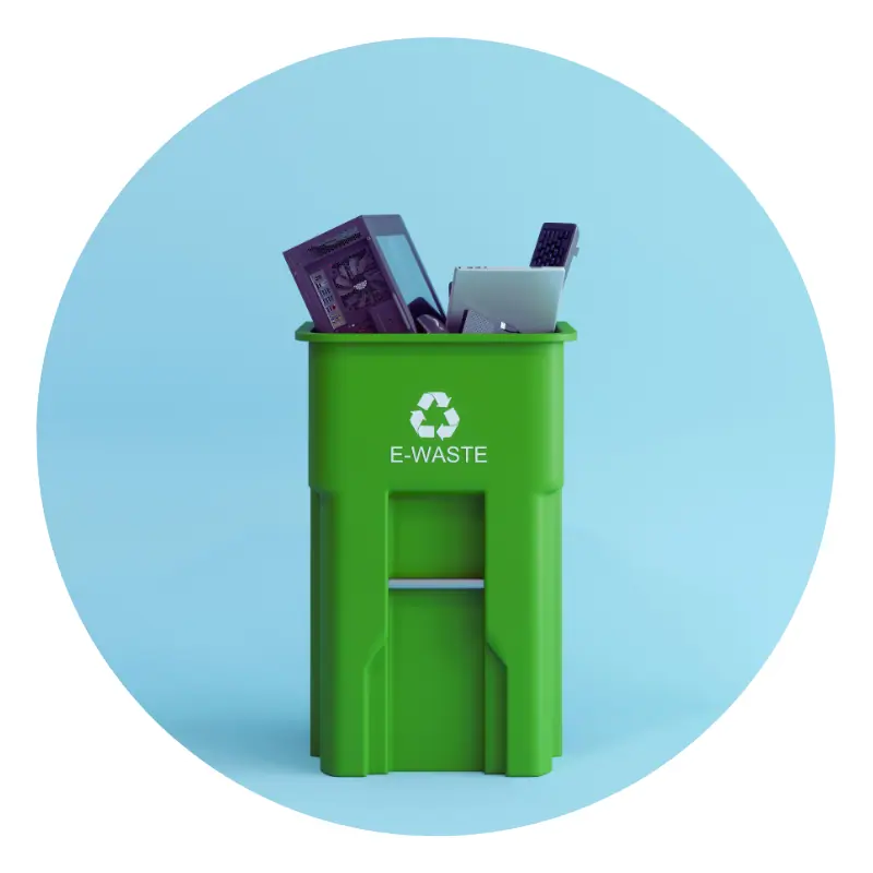 Contenitore verde per il riciclaggio dei rifiuti elettronici