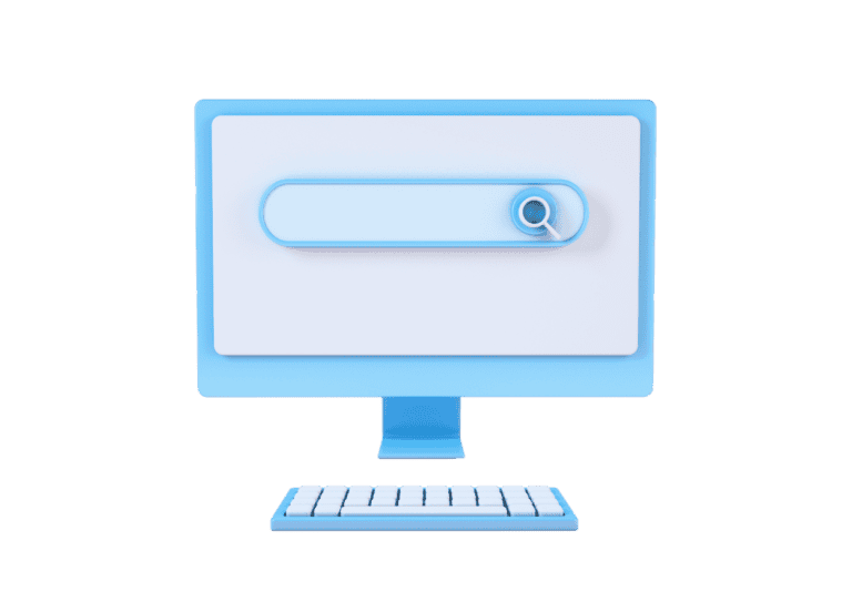 a computer with a search bar