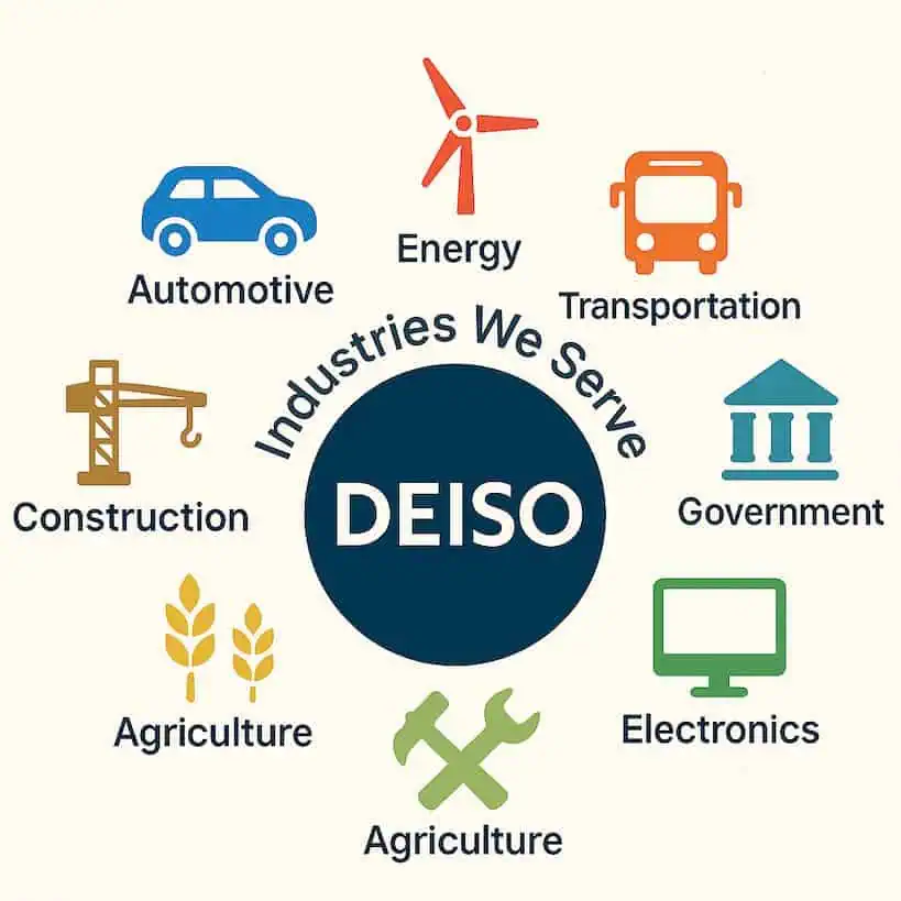 DEISO serve diversi settori quali energia e trasporti.