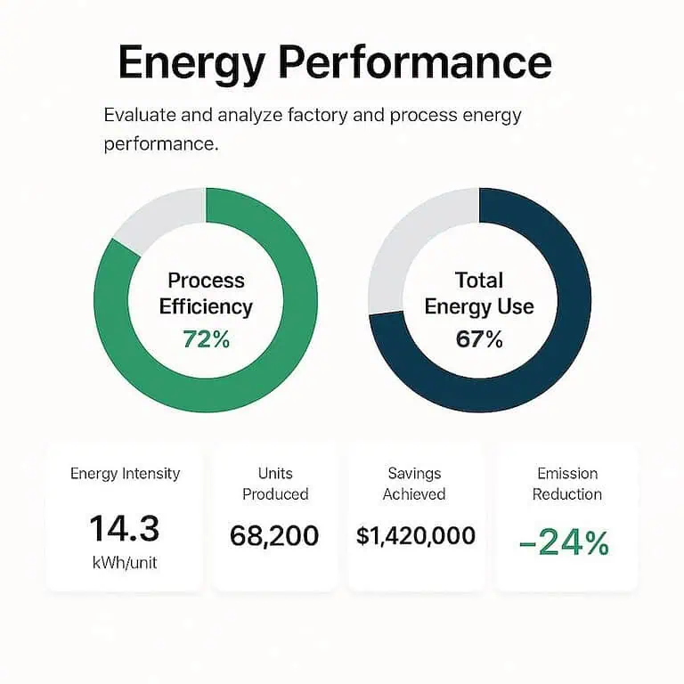 Visualizzazione dei dati relativi alle prestazioni energetiche e al risparmio.