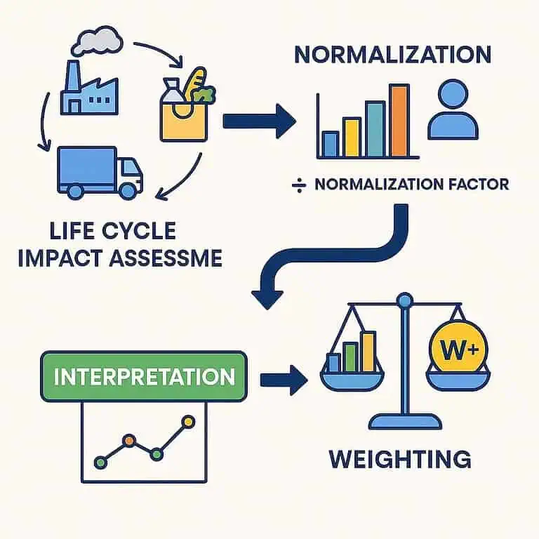 Diagramma del processo di valutazione dell'impatto del ciclo di vita.
