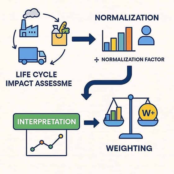 Life cycle impact assessment process illustration.