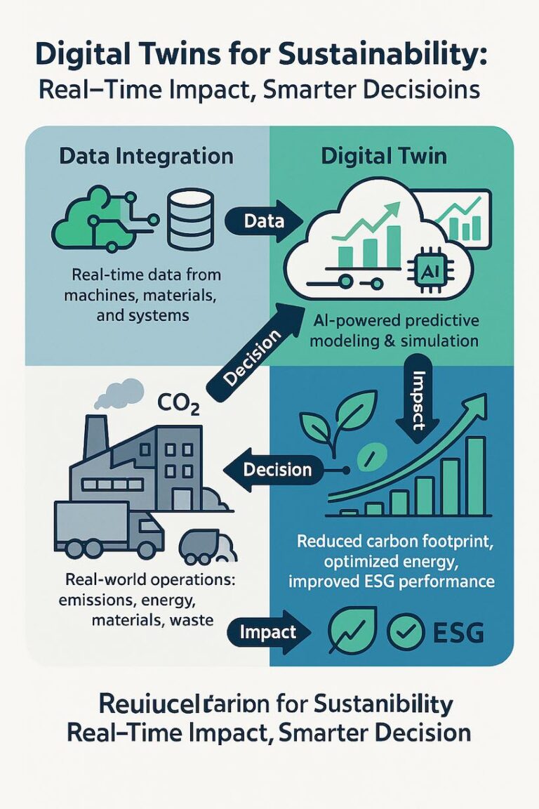 Digital twins enhance sustainability and decision-making efficiency.